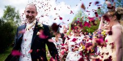 Literally all of the confetti! Love this shot at a wedding in Northamptonshire, northamptonshire wedding photographer