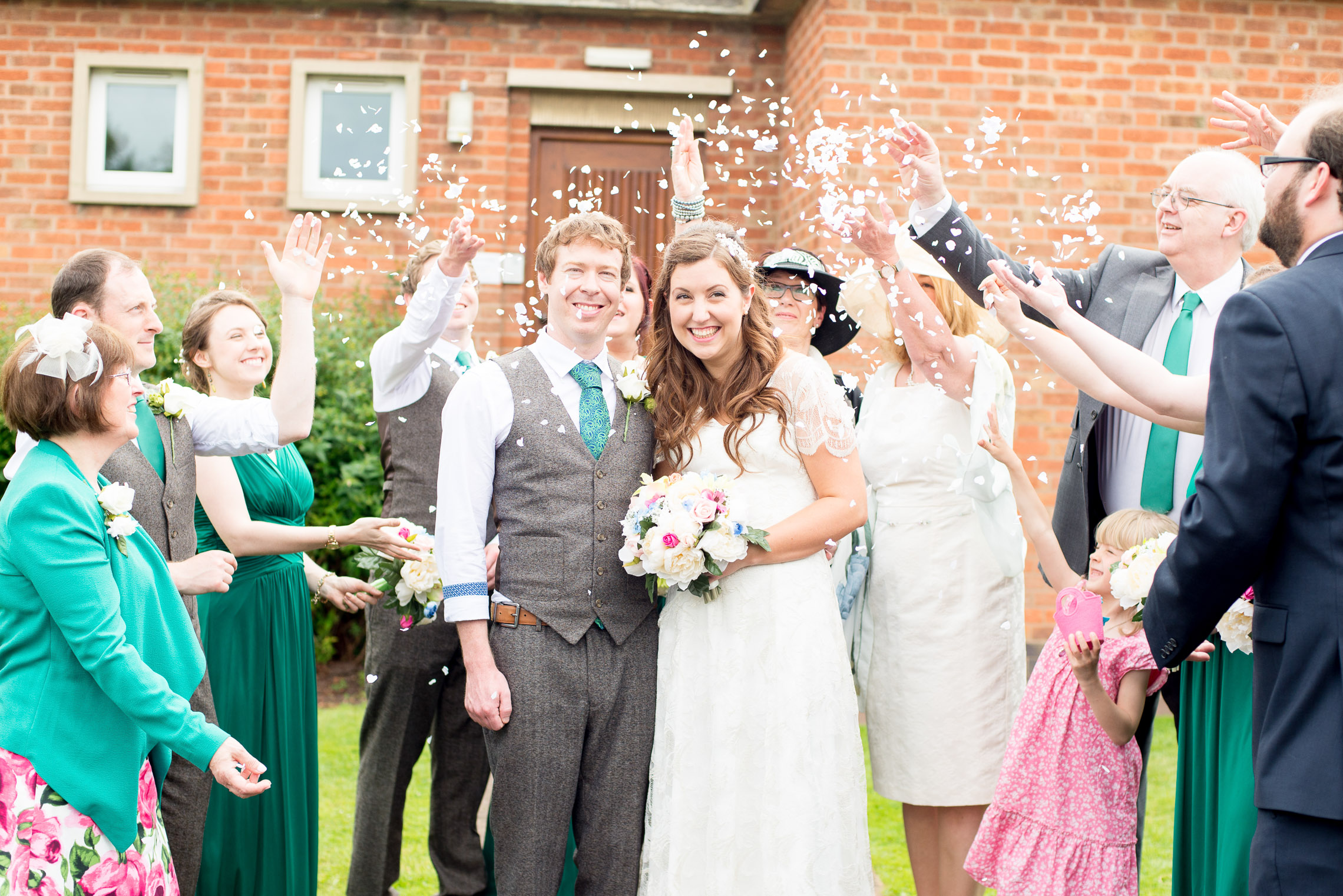 Confetti shot with the bridal party