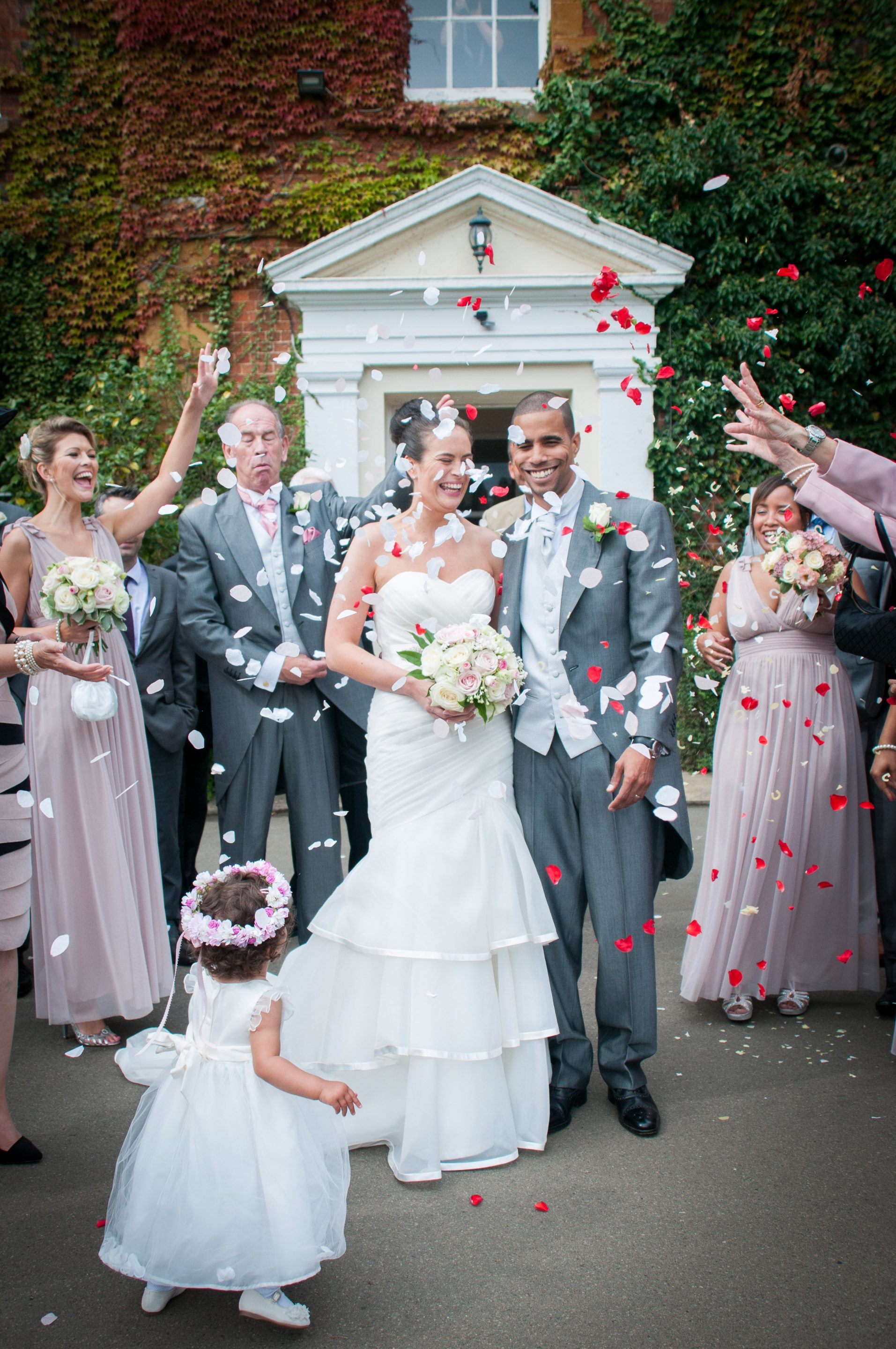 Bride and groom confetti shot at Quinton House