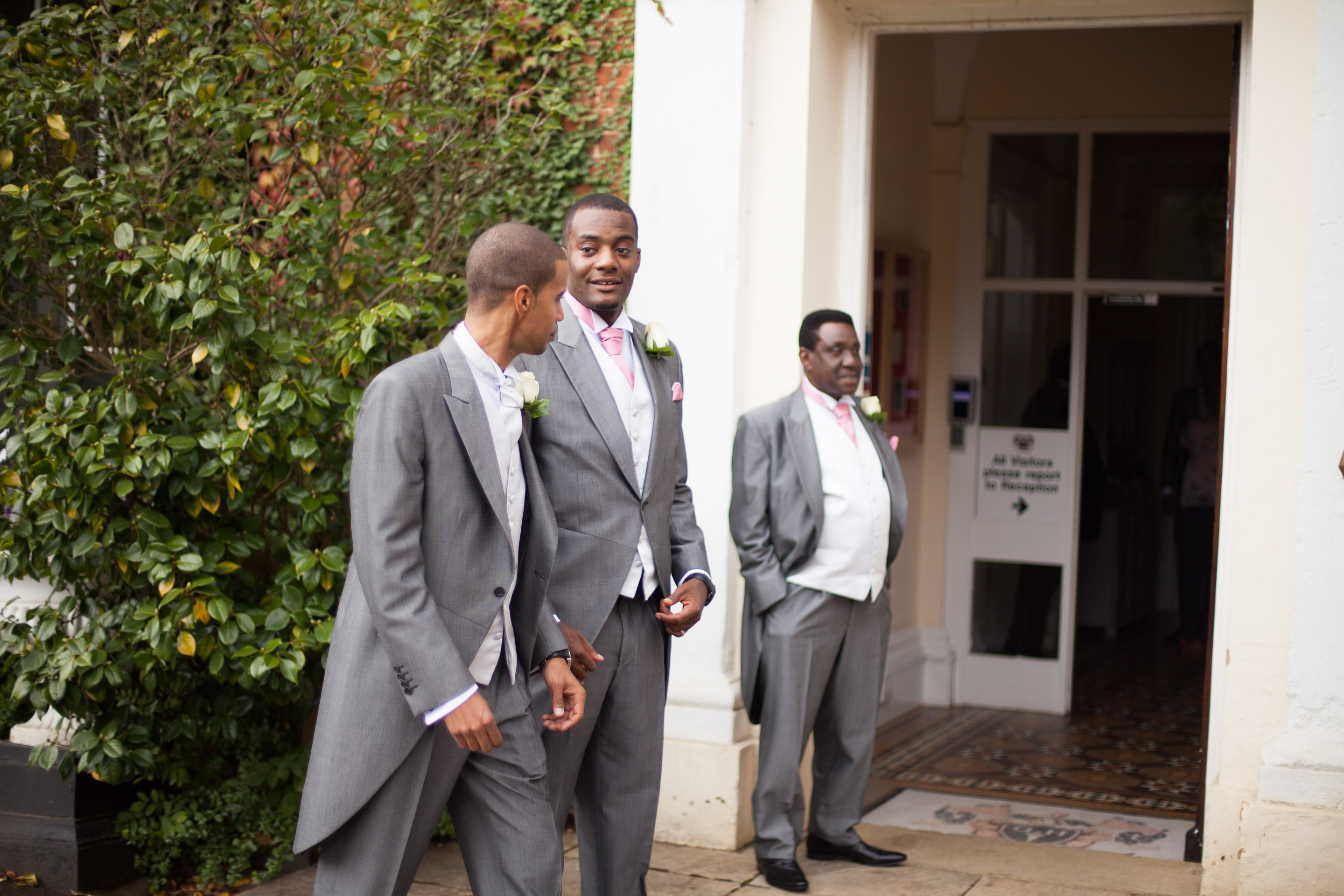 Groom and his best men preparing to enter the venue