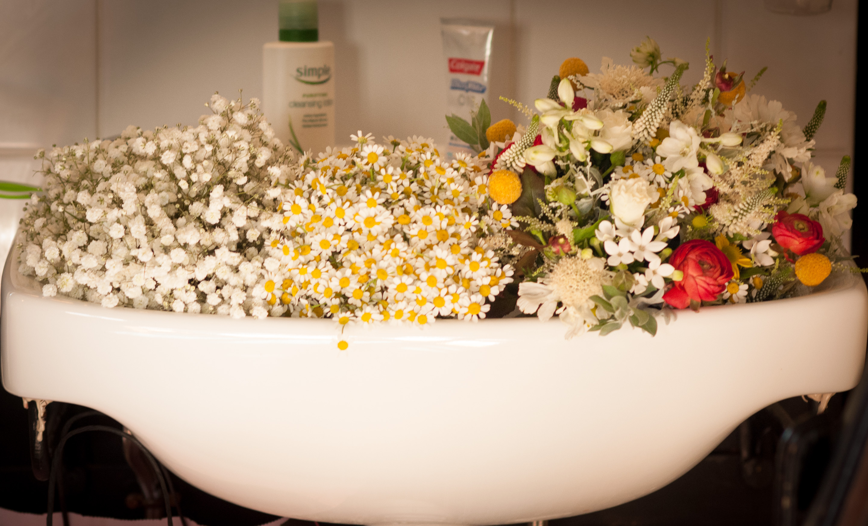 flowers in the sink