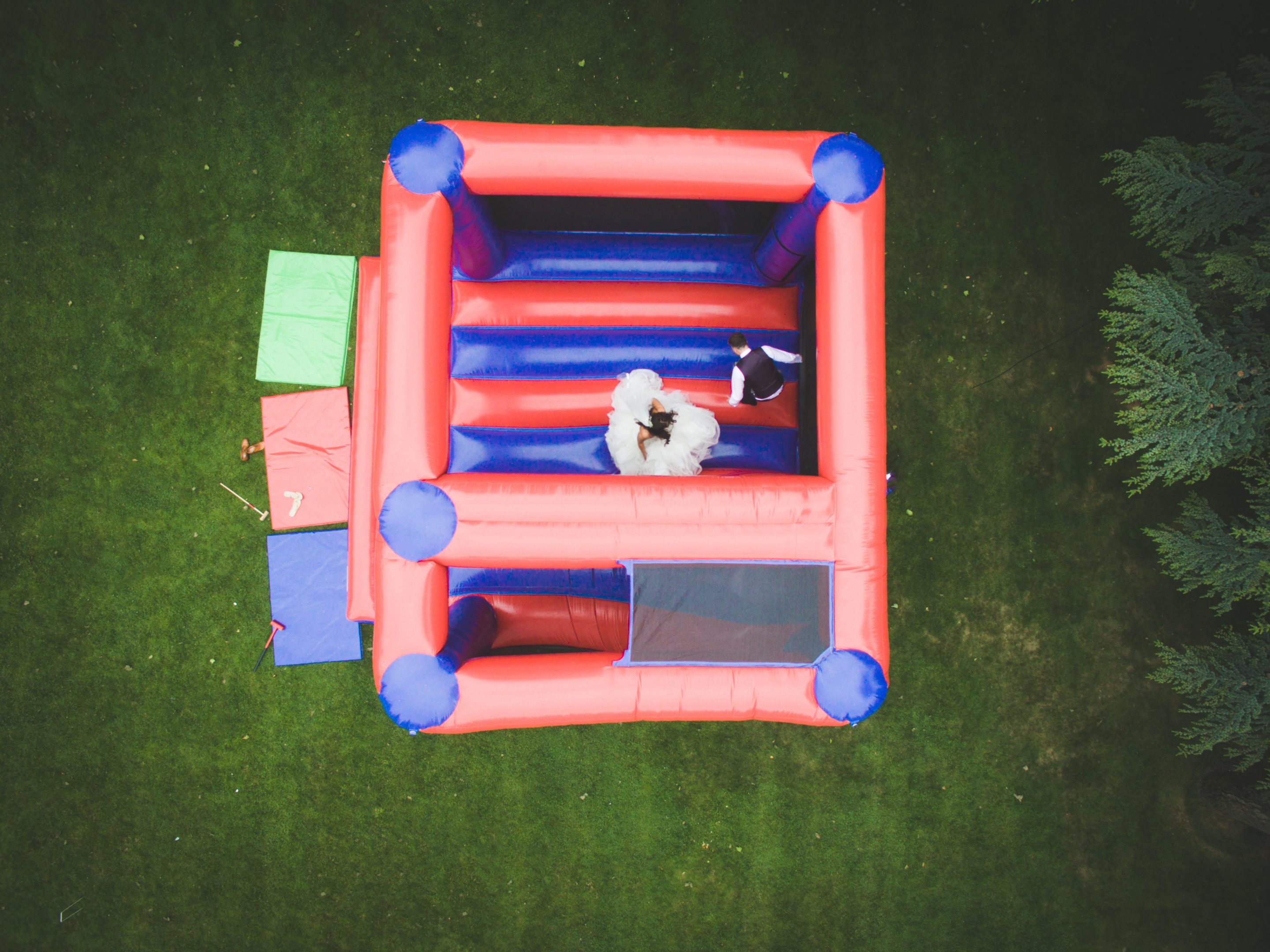 Bouncy castle shot from above with the drone, DJI Phantom, wedding photography