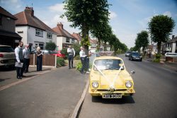 Groom is surprised with an Only fools and Horses Car for the wedding